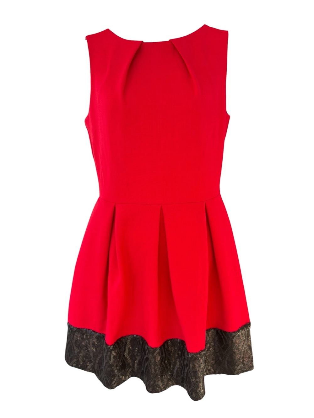 Closet London Pleated Sequin-Hem Cocktail Dress - Red / Size US 12 NWT